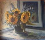 Schilderij met zonnebloem, Antiek en Kunst, Kunst | Schilderijen | Klassiek, Ophalen