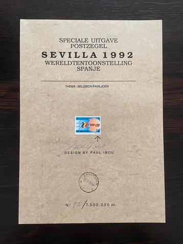 Timbre signé Paul Ibou Sevilla 1992, Enlèvement ou Envoi