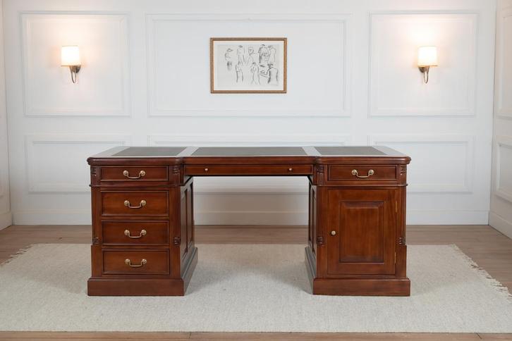 Klassiek Engels bureau 180x90 partnerdesk (NIEUW), Huis en Inrichting, Bureaus, Nieuw, Bureau, Ophalen of Verzenden