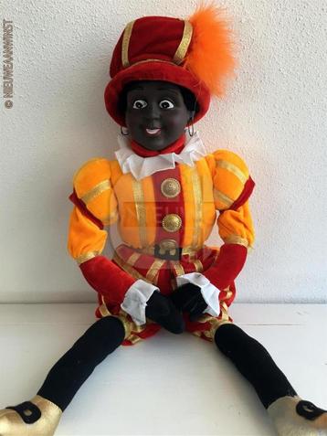 Authentieke V&D etalage zwarte Piet pop - 60cm, oranje/rood  beschikbaar voor biedingen