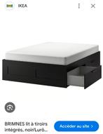 Lit Brimnes 140x200 Ikea avec sommier et matelas., Brun, Enlèvement, Utilisé, 200 cm
