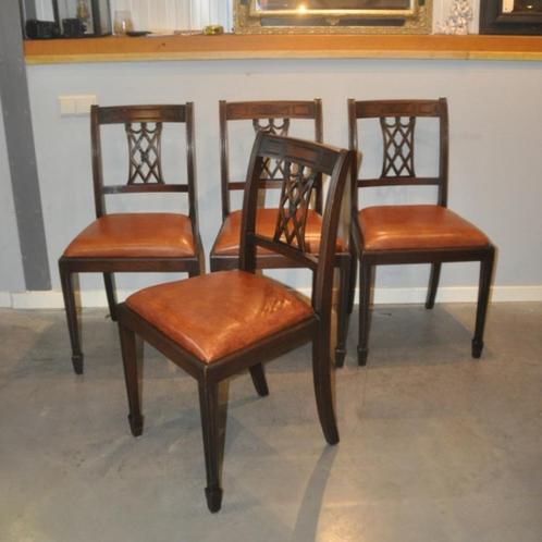 Schapenleren eetkamerstoelen 4 STUKS, Huis en Inrichting, Stoelen, Gebruikt, Vier, Leer, Ophalen of Verzenden