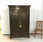 Diepe Antieke Franse linnenkast in donker hout H 170 B 110, Antiek en Kunst, Ophalen