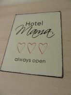 Bordje ijzer 'Hotel Mama always open' - tekstbord, Ophalen of Verzenden, Nieuw