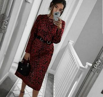 Zara gevlekte rode jurk dierenprint luipaard print Nieuw XL beschikbaar voor biedingen