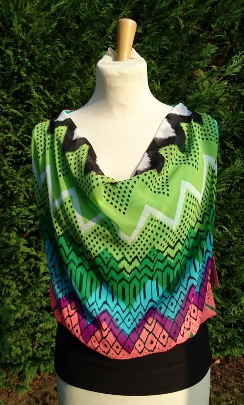 mooi bloes-topje groen ... zig zag tailleband zwart TU, Kleding | Dames, Topjes, Nieuw, Maat 36 (S), Groen, Zonder mouw, Ophalen of Verzenden