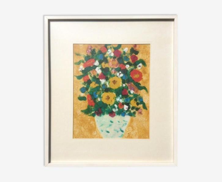 Alvarido : ' Bloemen ' [ VINTAGE 70s ] Pastel, Huis en Inrichting, Woonaccessoires | Schilderijen, Tekeningen en Foto's, Zo goed als nieuw