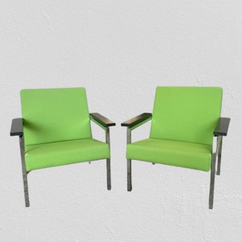 Model 30 fauteuils van Gijs van der Sluis, Huis en Inrichting, Fauteuils, Gebruikt, Hout, Metaal, Stof, 75 tot 100 cm, Minder dan 75 cm