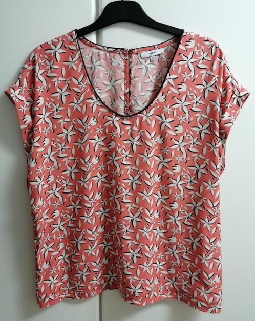 Zalmroos bloesje met ronde hals en korte mouw, 40, Kleding | Dames, Blouses en Tunieken, Zo goed als nieuw, Zwart, Ophalen of Verzenden