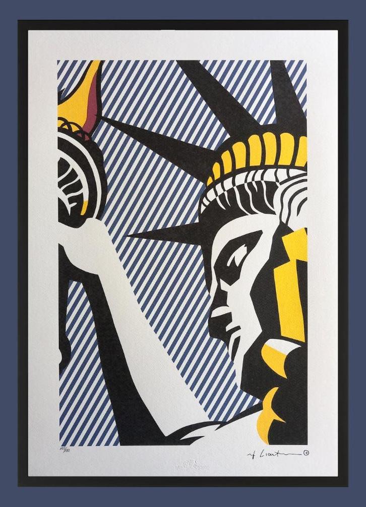 Roy Lichtenstein – Lithografie I Love Liberty - ingelijst, Antiek en Kunst, Kunst | Litho's en Zeefdrukken, Ophalen of Verzenden