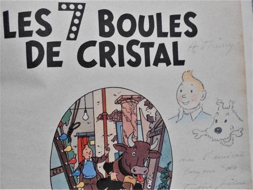 Tintin - Les 7 Boules de Cristal 1951 - B5 - dédicace Hergé, Livres, BD, Utilisé, Une BD, Enlèvement ou Envoi