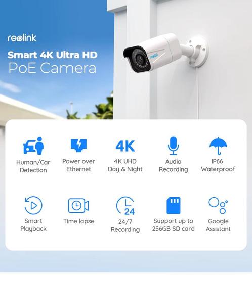 Reolink Smart Surveillance IP-camera Detectie van personen e, Audio, Tv en Foto, Videobewaking, Nieuw, Buitencamera, Verzenden