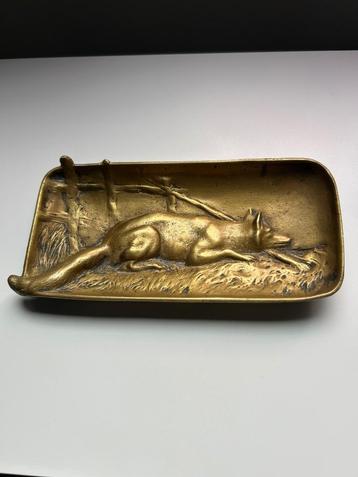 Art Nouveau vide poche brons - thema sluipende vos . beschikbaar voor biedingen