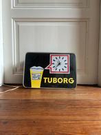 Vintage Tuborg Bier Wandklok met Verlichting (1971), Ophalen, Zo goed als nieuw, Reclamebord