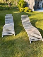 2 opvouwbare houten loungestoelen., Tuin en Terras, Ophalen, Gebruikt, Hout