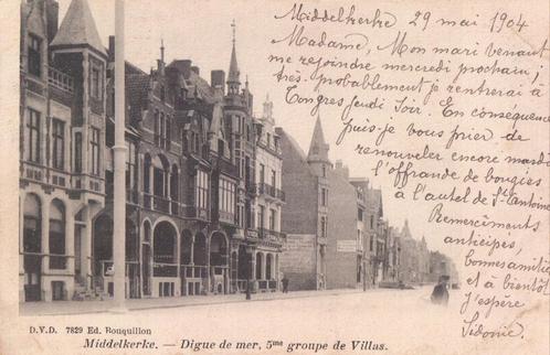 Middelkerke Digue de mer 5me groupe de Villas, Verzamelen, Postkaarten | België, Gelopen, West-Vlaanderen, Voor 1920, Ophalen of Verzenden