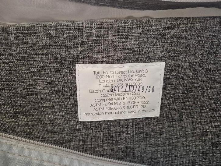 Tutti Bambini Co-sleeper CoZee Oak/Charcoal, Kinderen en Baby's, Kinderkamer | Bedden, Gebruikt, Minder dan 140 cm, Minder dan 70 cm