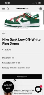 Nike Dunk Low Off-White Pine Green, Ophalen, Nike, Nieuw, Overige sporten