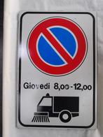 panneau signalisation italien : balayeuse plaque émaillée, Ophalen of Verzenden