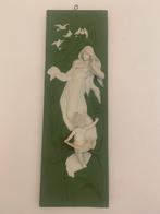 Jugendstil groen - wit biscuit 1905 plaquette ( Duits )., Antiek en Kunst, Ophalen