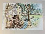 Aquarelle signée Claes - Moulin à Eau, Ophalen of Verzenden