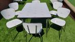 Table 120×80 + 6 chaises formica années '60, Enlèvement, Utilisé