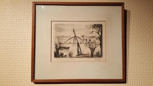Theo Bauwens, ets ‘Kreke Sint-Jan-in-Eremo’, 31x36cm, Antiek en Kunst, Kunst | Etsen en Gravures, Ophalen of Verzenden