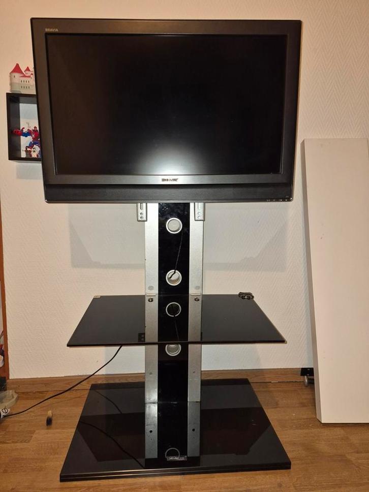 Télévision Sony avec meuble TV en verre – Fonctionnelle, Audio, Tv en Foto, Televisiebeugels, Ophalen