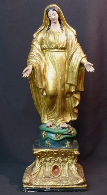 19èm belle statue sculpture dorée vierge 52cm2.2kg Christ  
