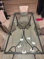 Glazen tafel met 6 stoelen, Huis en Inrichting, Tafels | Salontafels, Ophalen, 50 tot 75 cm, 50 tot 100 cm, Zo goed als nieuw
