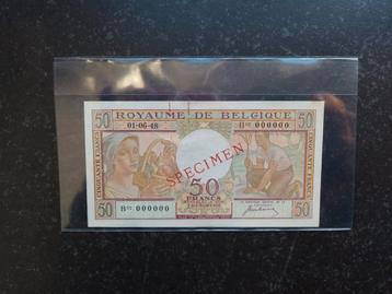 Zeldzamer SPECIMEN 50 francs 1948 !! beschikbaar voor biedingen