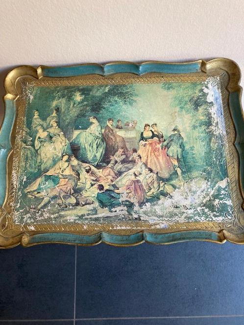 Oud Florentijns tafeltje met schilderij, Antiquités & Art, Curiosités & Brocante, Enlèvement