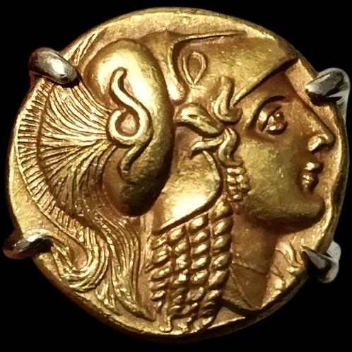 Gouden ring 14K met oude stater van Alexander III de Grote, Postzegels en Munten, Munten | Europa | Niet-Euromunten, Losse munt