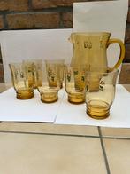 Cruche ancienne et verres assortis, peints à la main, Collections, Utilisé, Enlèvement ou Envoi