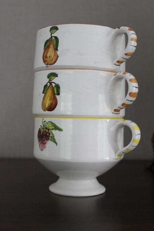 Aardewerken schalen met fruit deco, Huis en Inrichting, Keuken | Servies, Nieuw, Kop(pen) en/of Schotel(s), Boerenbont, Keramiek