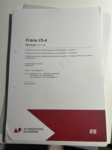 Frans module 3-4 beschikbaar voor biedingen