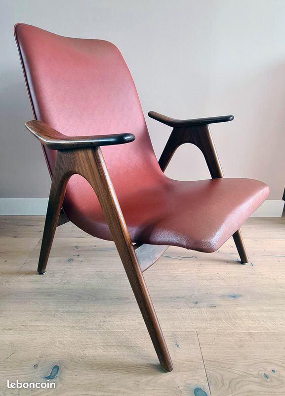 Louis van Teeffelen „Scissor” fauteuil voor Wébé - Vintage, Antiek en Kunst, Antiek | Meubels | Stoelen en Sofa's, Ophalen