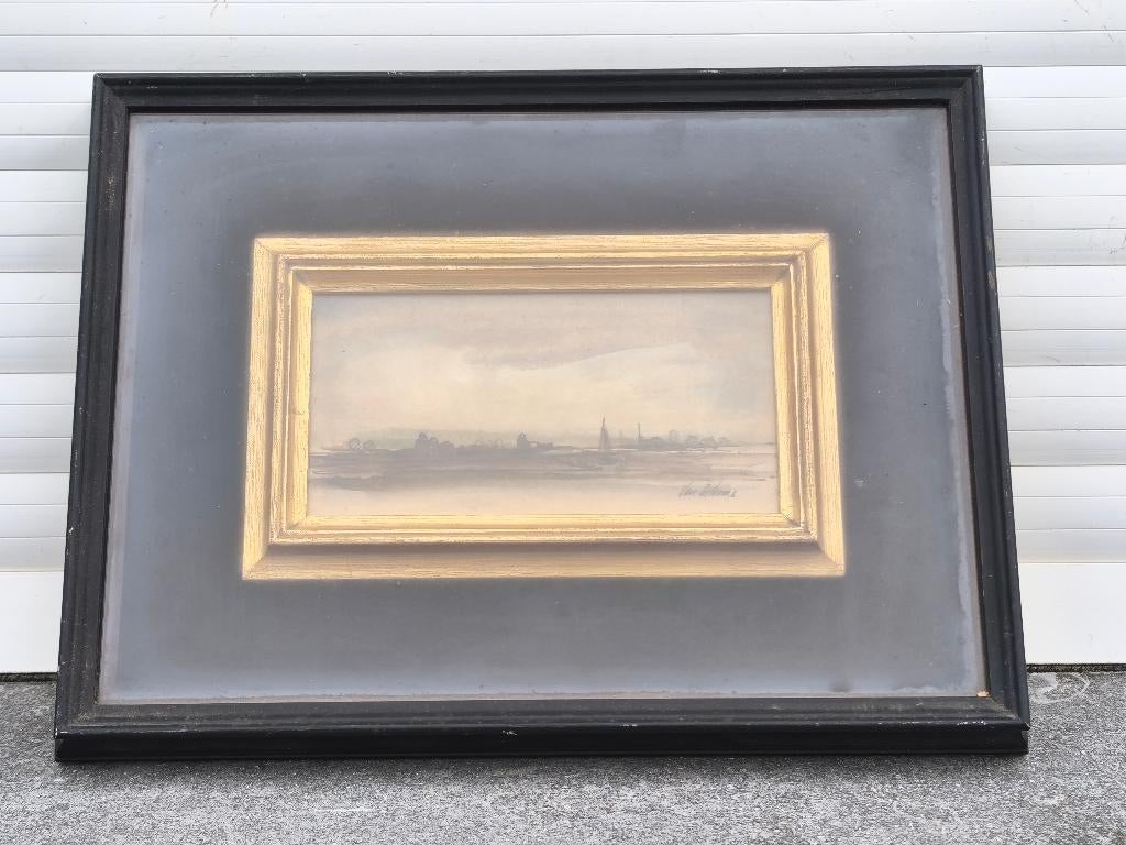 Aquarelle marine signe van gotthem, Antiquités & Art, Enlèvement ou Envoi