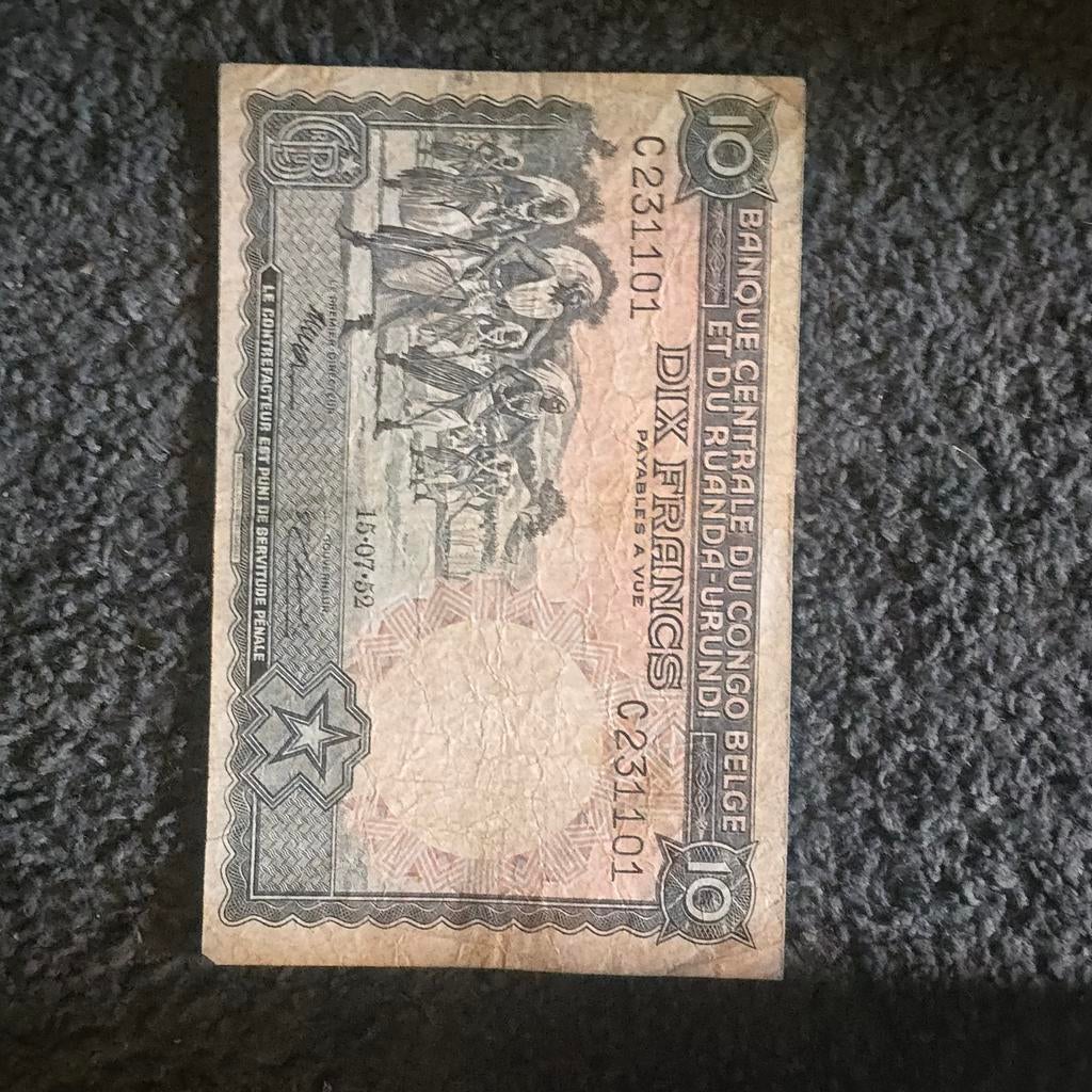 10Fr congo Belge 15 07 1952