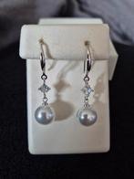 Nieuwe zilveren oorbellen met parel, Bijoux, Sacs & Beauté, Boucles d'oreilles, Neuf, Enlèvement ou Envoi, Argent, Argent