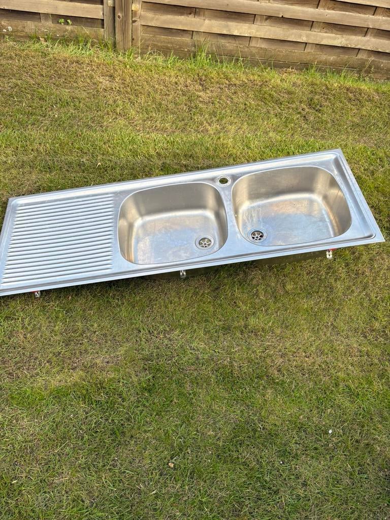 Dubbele was bak inox, Huis en Inrichting, Keuken | Keukenelementen, Ophalen, Zo goed als nieuw