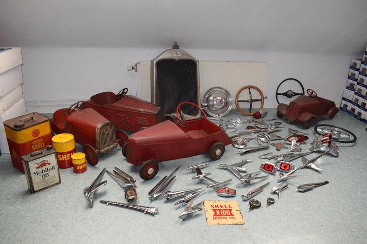 verkoop verzameling emaillebord olie blik trapauto onderdeel, Verzamelen, Merken en Reclamevoorwerpen, Gebruikt, Reclamebord, Ophalen