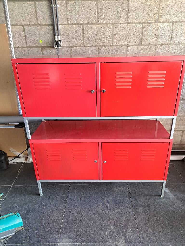 Rode metalen kastjes ikea, Maison & Meubles, Armoires | Casiers, Utilisé, Enlèvement