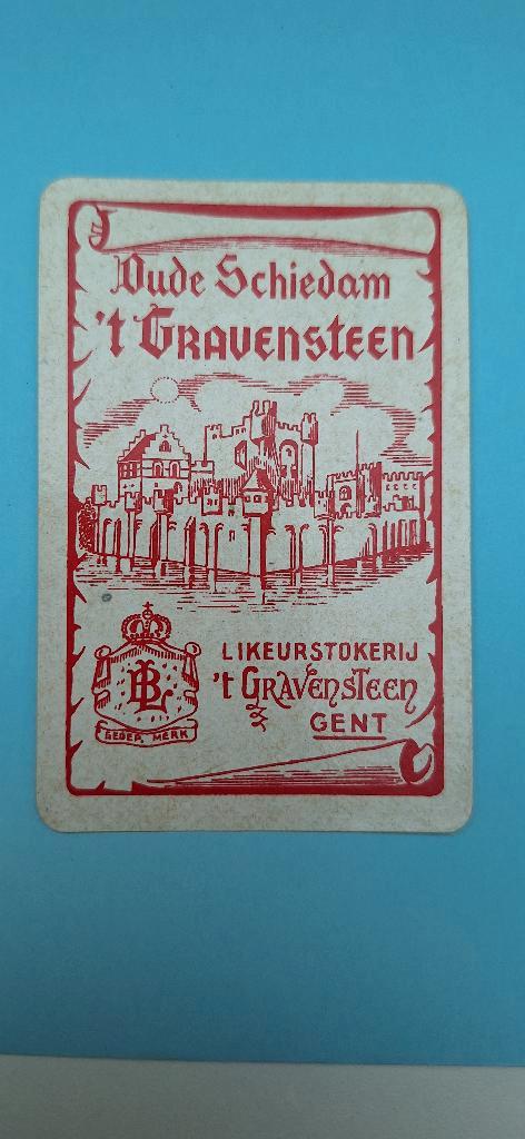Carte à jouer Gand _ Distillery 't Gravensteen_Rood_203, Collections, Cartes à jouer, Jokers & Jeux des sept familles, Utilisé