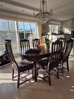 Tafel eetkamer met 6 stoelen. Massief eik, Huis en Inrichting, Complete eetkamers, Ophalen, Gebruikt, Rustiek, 4 tot 6 stoelen