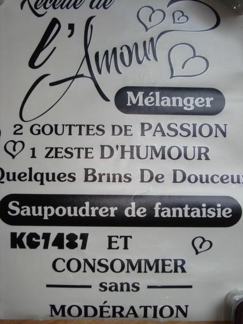 Muursticker Ambiance Sticker Recette de l'amour 70x56 cm, Verzenden, Zwart, Nieuw, 56 cm
