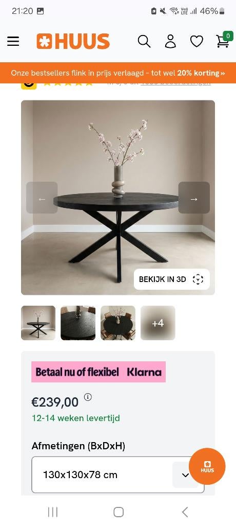 Eettafel, Huis en Inrichting, Tafels | Eettafels, Ophalen, 100 tot 150 cm, Rond, Nieuw