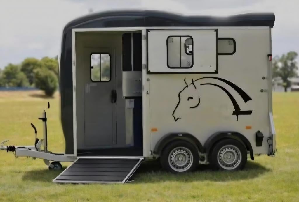 Tweepaardstrailer te huur, Enlèvement, Comme neuf, Aluminium, Remorque 2 chevaux