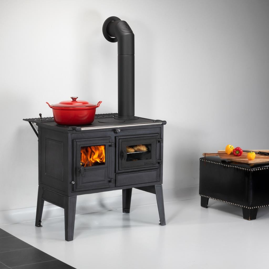Gietijzeren Houtfornuis Atlas, Zwart, Nieuw, Minder dan 100 cm, 25 tot 50 cm