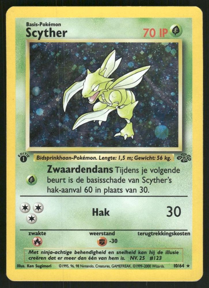 Scyther 10/64 - Jungle (1st edition) (NL) (Mint), Hobby en Vrije tijd, Verzamelkaartspellen | Pokémon, Gebruikt, Verzenden